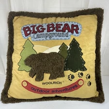 WOOLRICH Big Bear Campground Pillow 18" Rustic Cabin Chic Style