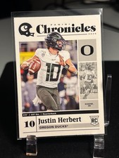 2020 Panini Chronicles Draft Picks Justin Herbert Rookie Card RC #5 LA Chargers. rookie card picture
