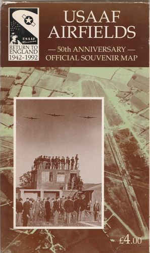 USAAF AIRFIELDS Official Souvenir Map - 50th Anniversary