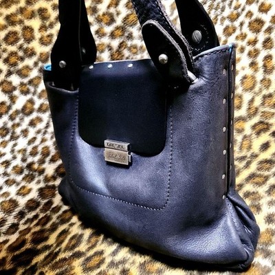 Vintage Rare DIESEL 90s 00s All Leather Black Gold Leather Studded 
