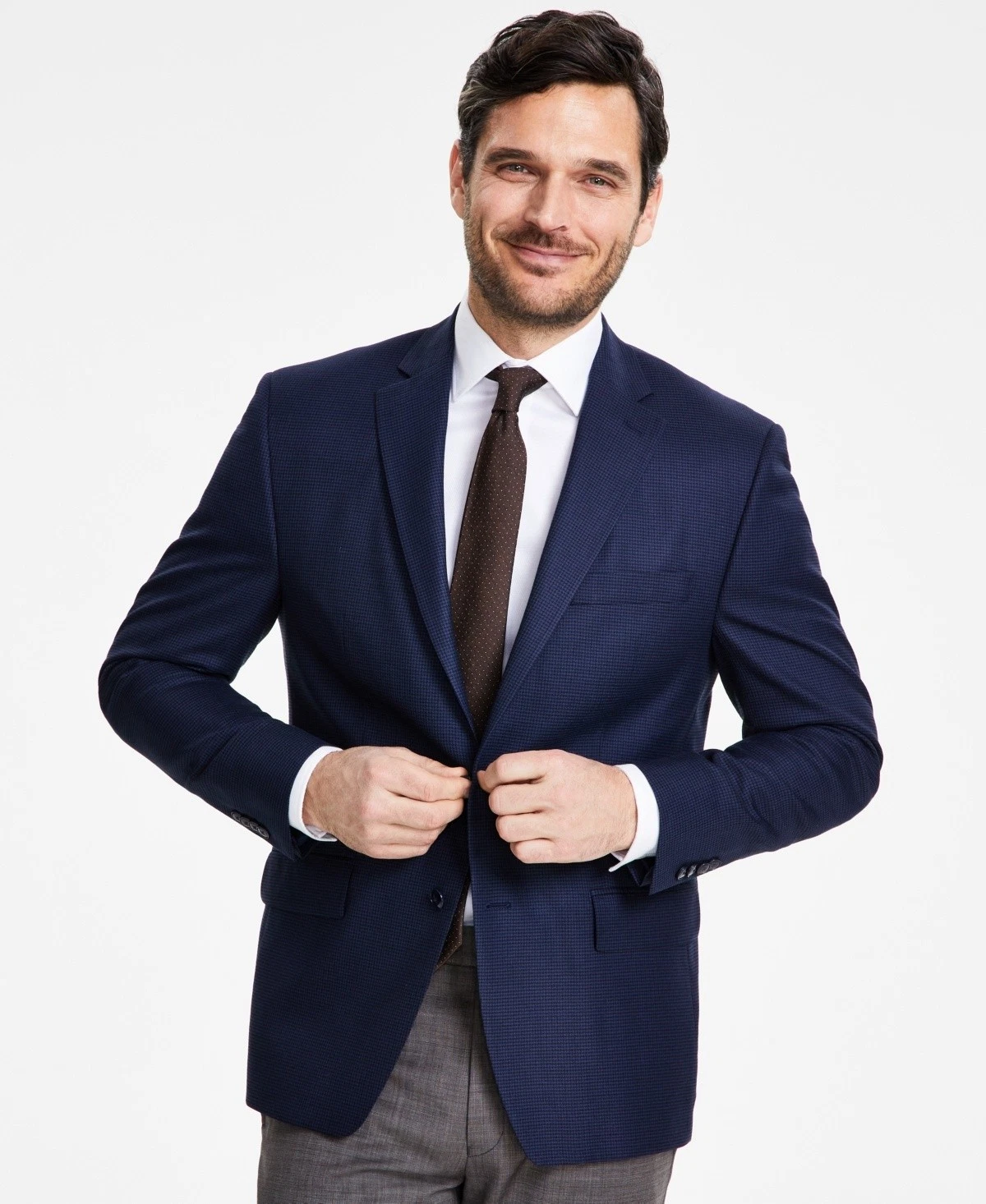 Michael Kors Mens Classic fit Sport Coat Blazer 40 S Navy Blue Geometric