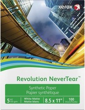 Xerox Revolution Laser Print Synthetic Paper, White 100 Sheets 3R20172