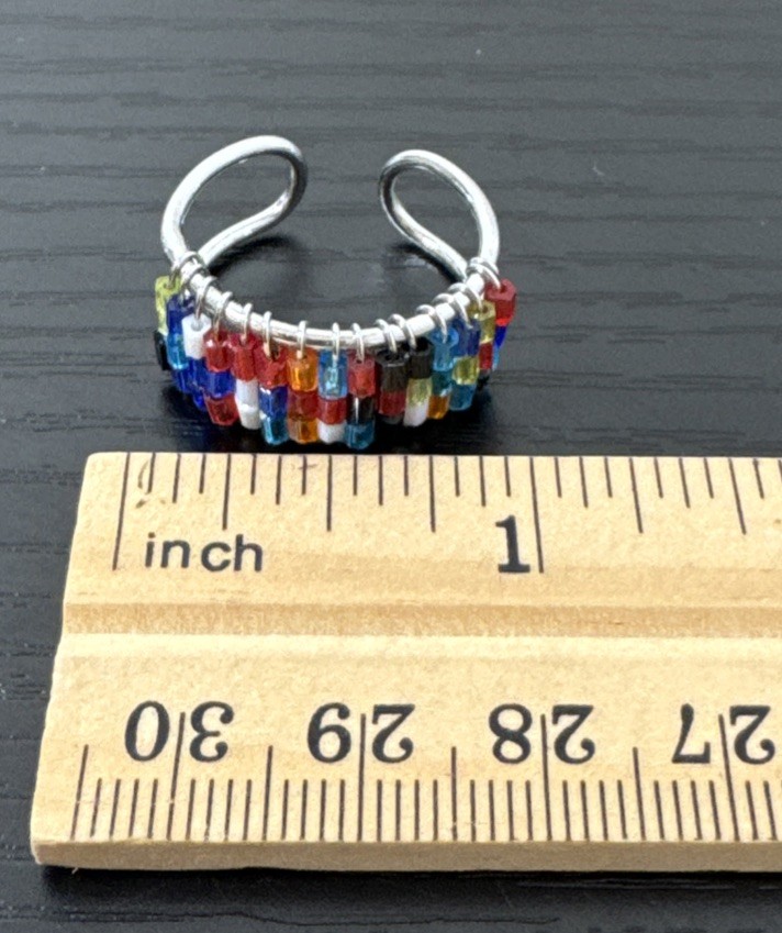 Multicolor Glass Beaded Adjustable Ring Boho Arti… - image 10