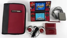 Nintendo DS Lite Console Bundle Club Penguin Game Case Headphones Charger Tested