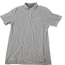 The Normal Brand Shirt Mens Large Blue White Striped Polo Pocket Casual Cotton