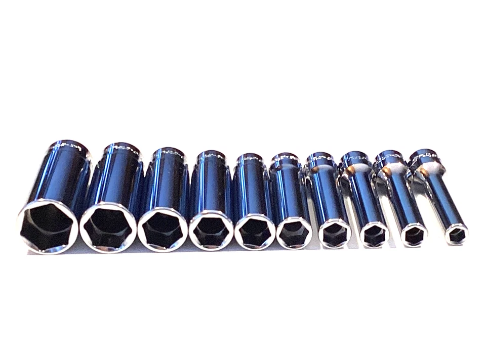 Snap On Tools USA 110STMY NEW 10 Piece 1/4" Drive 6 Point SAE Deep Socket Set - Image 4 of 4