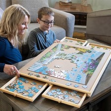 Foldable Wooden Jigsaw Puzzle Table 1000PCS Jigsaw Puzzle Board 4 Slid Drawers