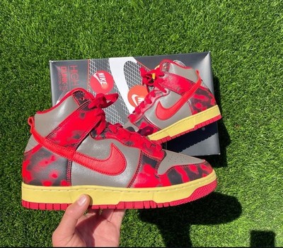 Nike Dunk High 1985 Retro Red Black Acid Wash - Size 8 - Brand New