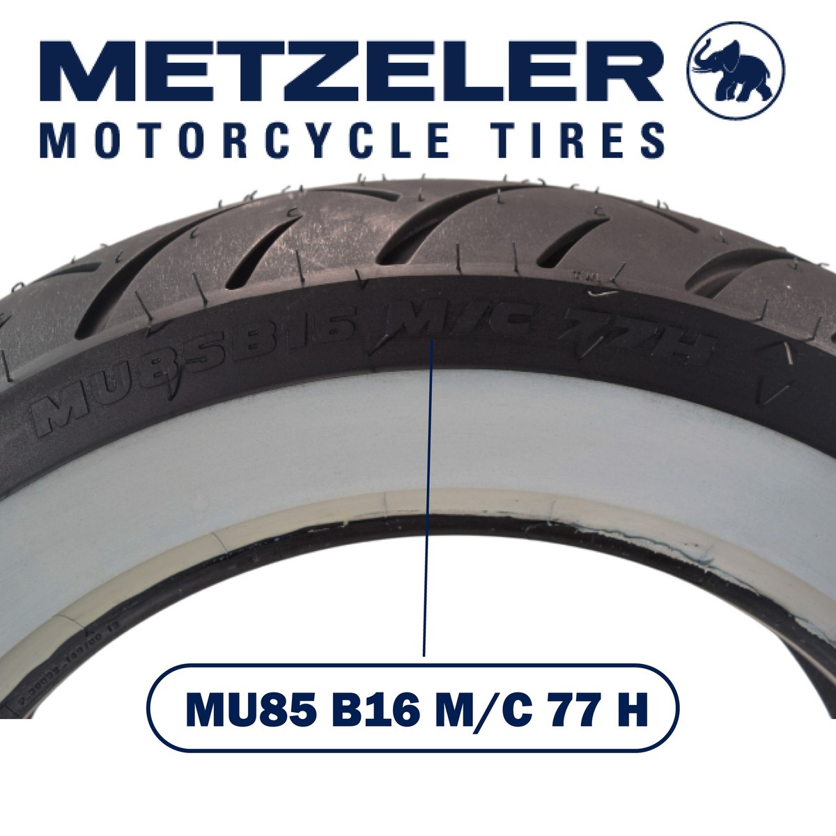Metzeler ME 888 Marathon Ultra White Wall MU85 B16 Rear Tire with