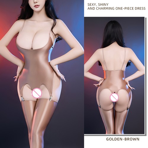Women Lingerie Mini Jumpsuit High Elastic Bodysuit Open Crotch Leotard Bare - Picture 12 of 33