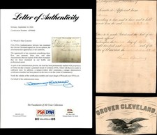 President Grover Cleveland Signed Document PSA/DNA