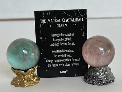 Ganz Set of 2 Mini ''Magical Crystal Ball'' on Attached Stand 1 1/4''