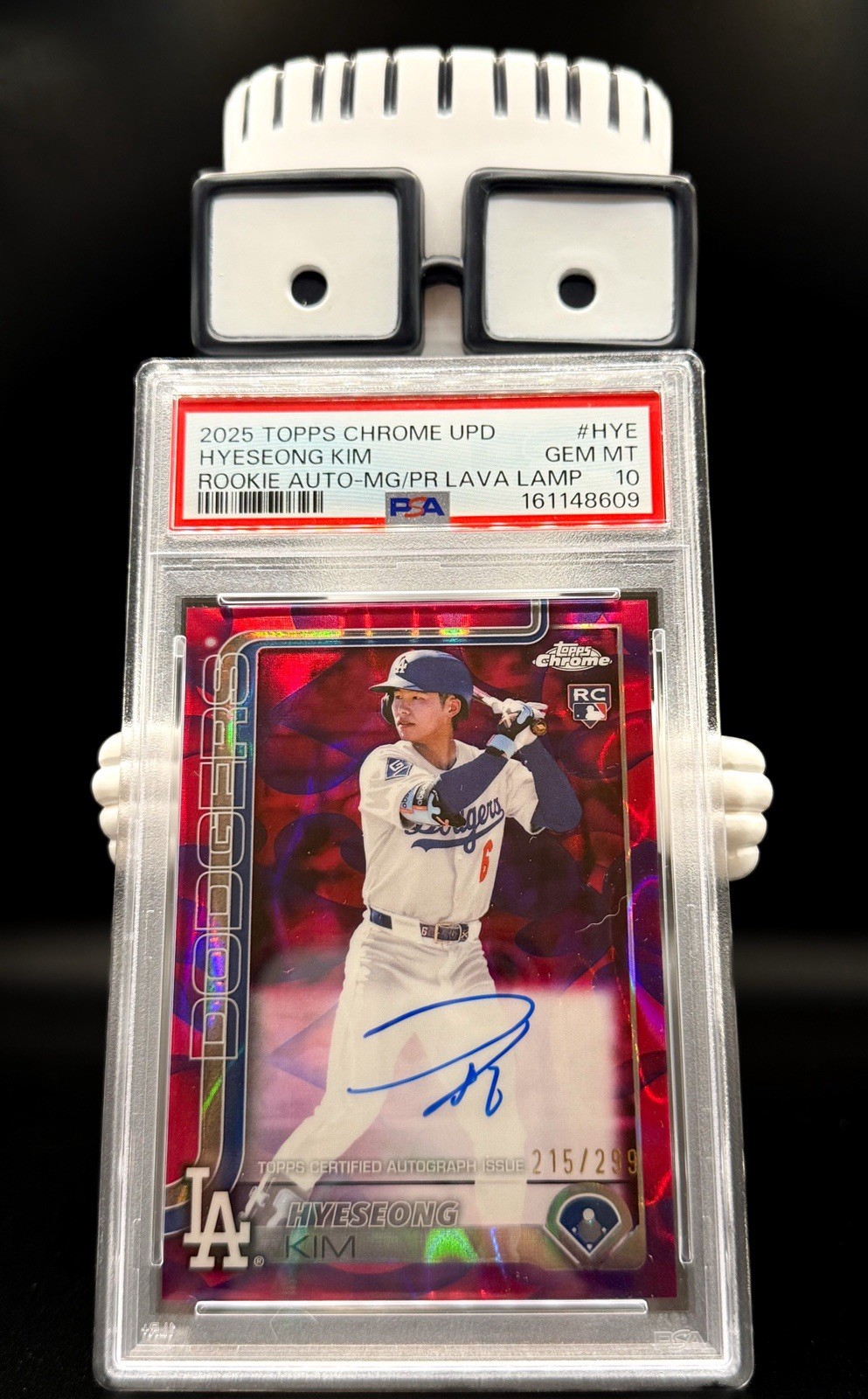 2025 Topps Chrome Hyeseong Kim Rookie Lava Lamp Auto Magenta/Purple /299 PSA 10