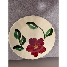 Blue Ridge Southern Potteries Hand Painted Red Flower Scalloped Plate USA Made