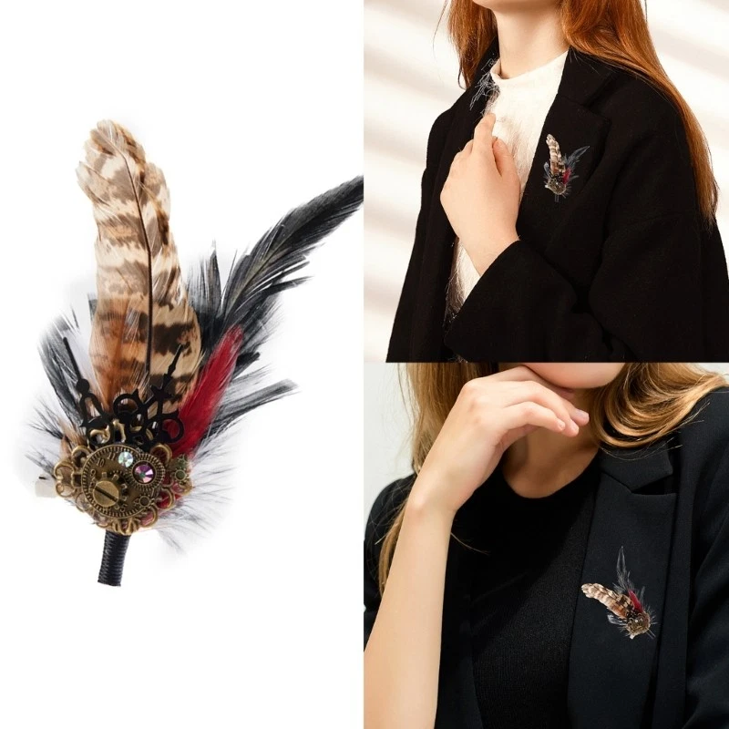 PunkStyle Gear Brooches Lapel Pin Steampunk Clock Hairclip Costume Hair Decors - Image 3 of 4