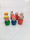 Vintage Fisher price Little People Lot, Wooden, 7 Figures, Black Dog