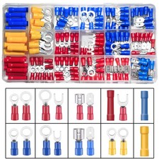 150PCS Insulated Electrical Wire Terminal Ring Splice Spade Crimp Connector Kit