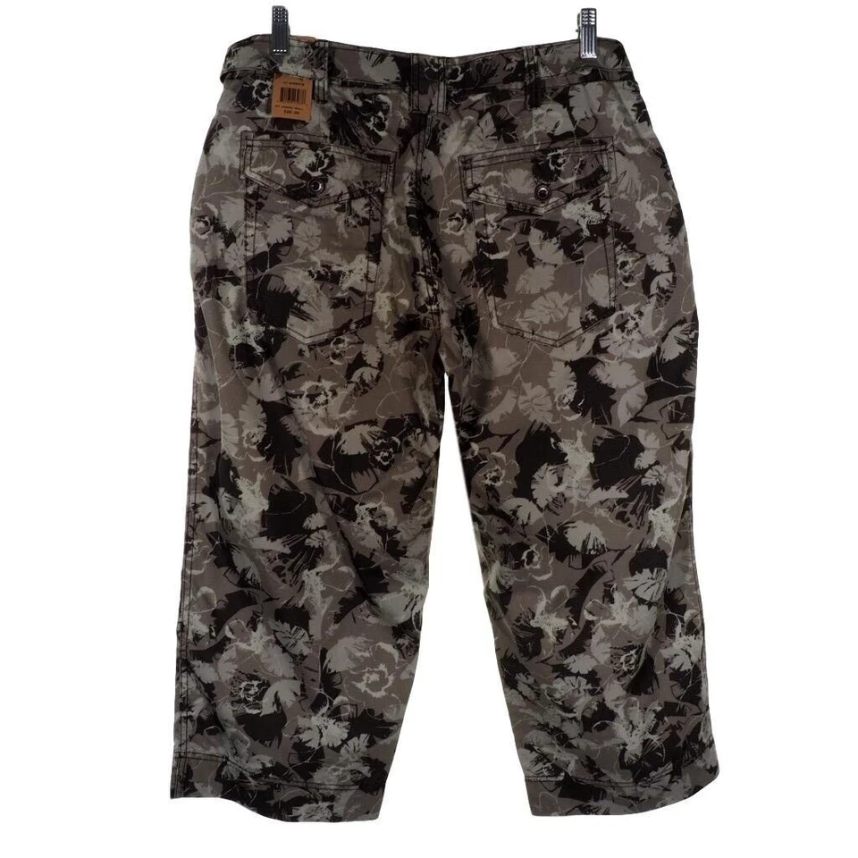 Janstar Feminino Tamanho 12 Camuflagem Carga Capris Stretch Verde Cinza - Imagem 4 de 4