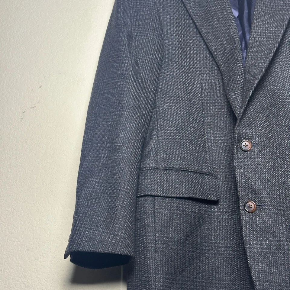 De Colección Ralph Lauren Negro Tweed Blazer Abrigo Chaqueta Hombres 48L Formal Azul Forro Preparación Foto 4 de 4