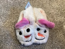 New Cozy Indoor Cat  Jack Snowman Plush Slippers - Girls Shoe Sizes 2-5