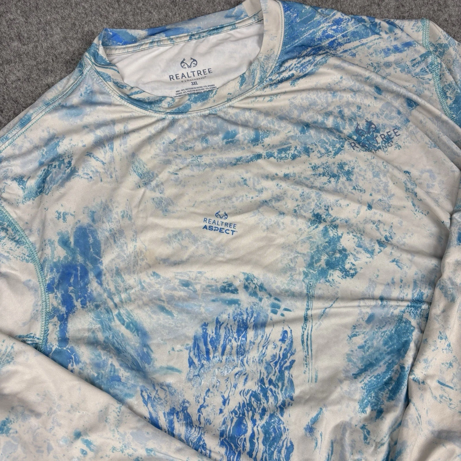 Realtree Fishing Shirt Mens 3xl Aspect Blue White Long Sleeve Performance Fish