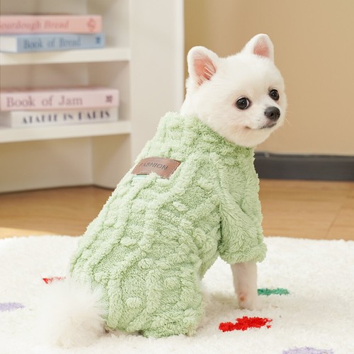 Fleece Small Dog Jumpsuit Pajamas Winter Clothes Warm Pet Puppy Solid Pullove L - Picture 13 of 22