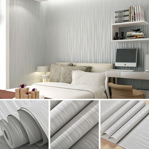 Living Room 3D Textured Wallpaper Roll Non-Woven Stripe Wall Sticker for Bedroom - Picture 2 of 14
