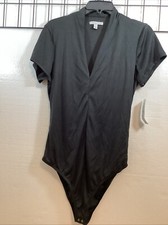 Signature Studio Women Black Bodysuit Size Large SKU  59971
