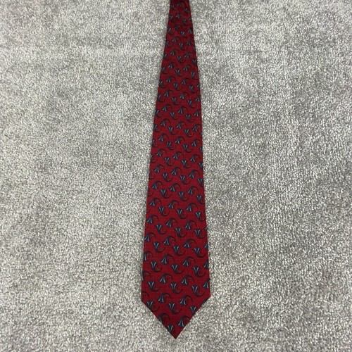 Ron Chereskin Red Blue Ornamental Fan Wave Necktie 4 x 59.5 Silk Wide Classic - Picture 8 of 13
