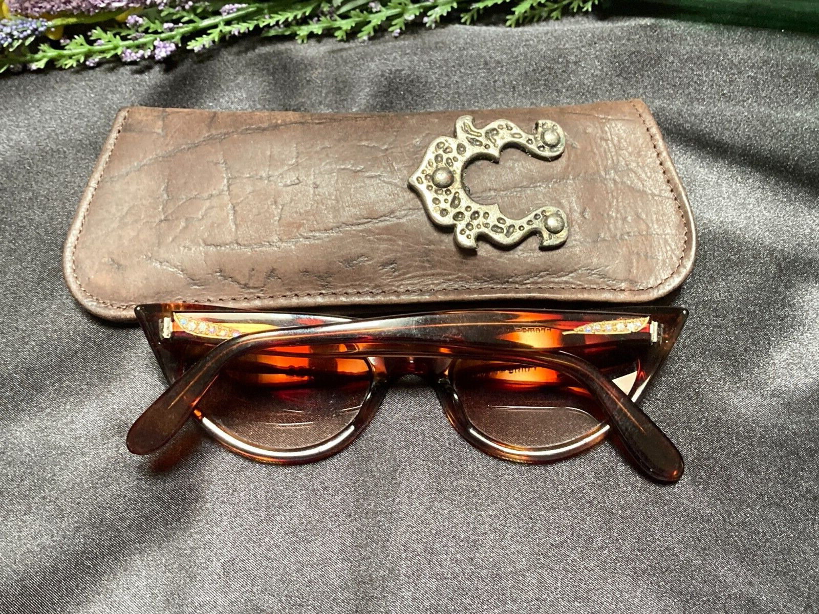 Vintage 50s France Swank Tortoise Shell Rhineston… - image 13