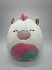 Kellytoy Squishmallow SOFIA The Tie Dye White Unicorn 9 Soft Plush Pillow Toy