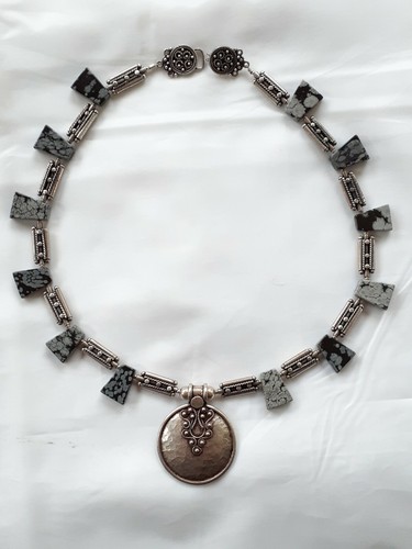Sterling silver & Jasper ladies necklace 925, 60 grams - Picture 2 of 6