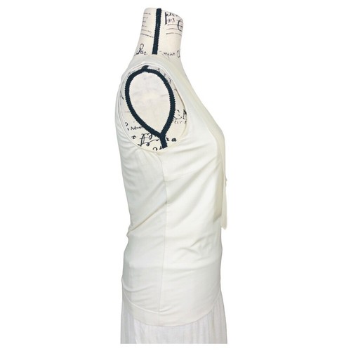 Akris Punto Silk Blend Sleeveless Top Size 8 White Knit V neck Stretch - Picture 4 of 10