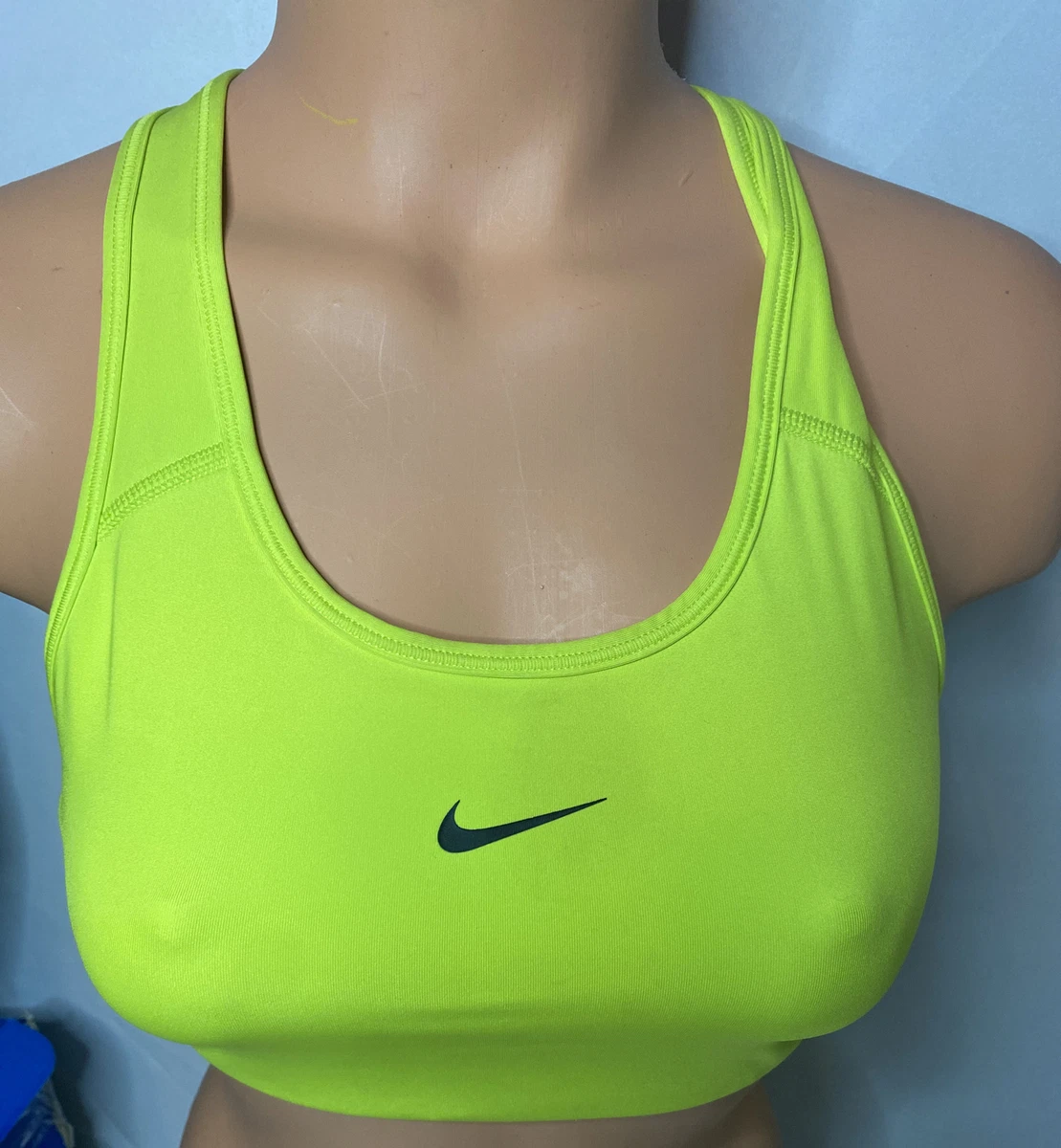 Nike Dri Fit Neon Green Sports Bra Wireless Sz Medium Athleisure