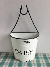 Rustic Sturdy Metal And Wire Wall Planter Wall Pocket White Distressed prim look