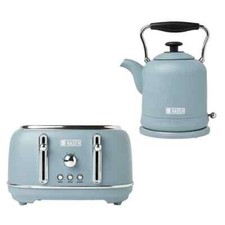 Haden Highclere Poole Blue 1.5L BPA Free Kettle & 4 Slice Wide Slot Toaster Set