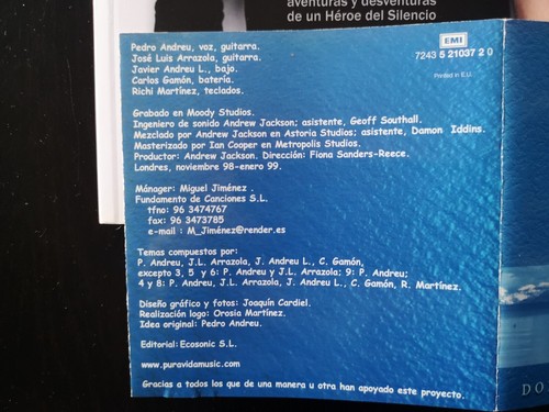 PEDRO ANDREU (HEROES DEL SILENCIO) CD+LIBRO Lote:CD PURA VIDA+LIBRO Enmi refugio - Imagen 5 de 24