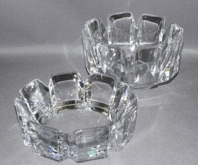 2er Set Orrefors, CORONA-Schale , Lars Hellsten, Kristall , 70erJahre, Ø 18,8 cm
