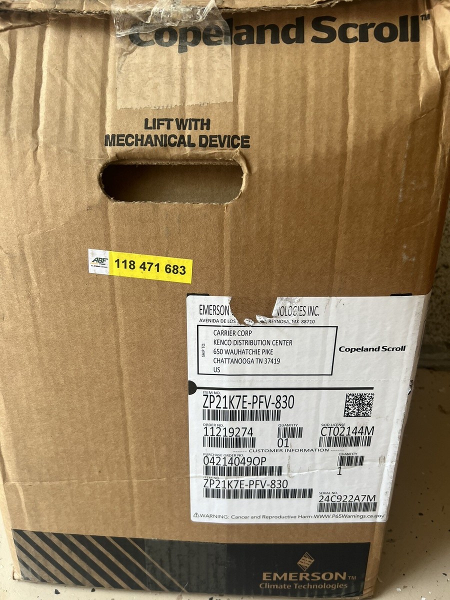 Copeland Scroll ZP21K7E-PFV-830 Compressor. New In Box & Free