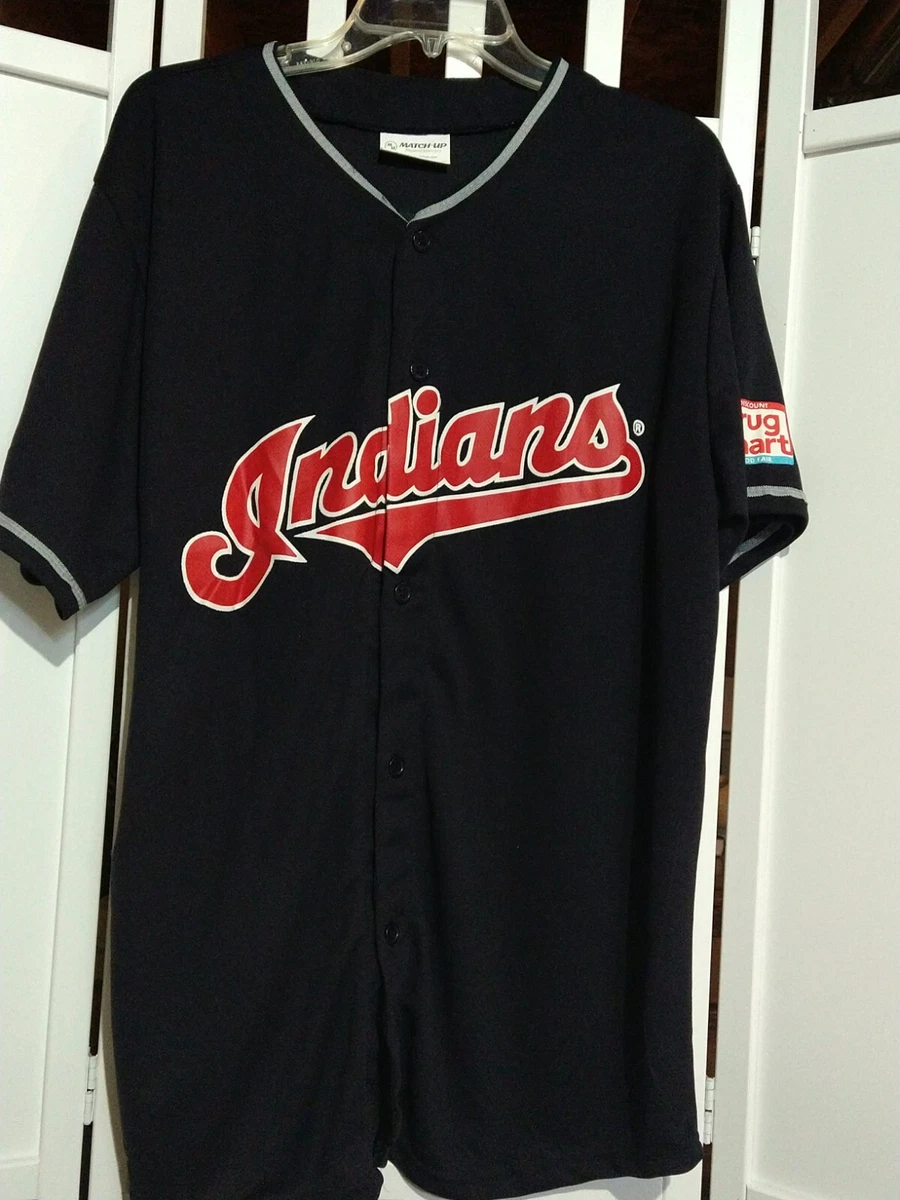 PRE Owned CLEVELAND INDIANS CARLOS SANTANA #41 JERSEY SGA NAVY BLUE MENS XL  vtg!