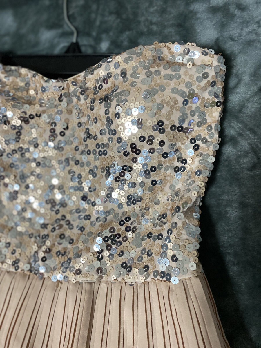 Preowned As U Wish Sequins Strapless Party Mini Dress Sz Medium