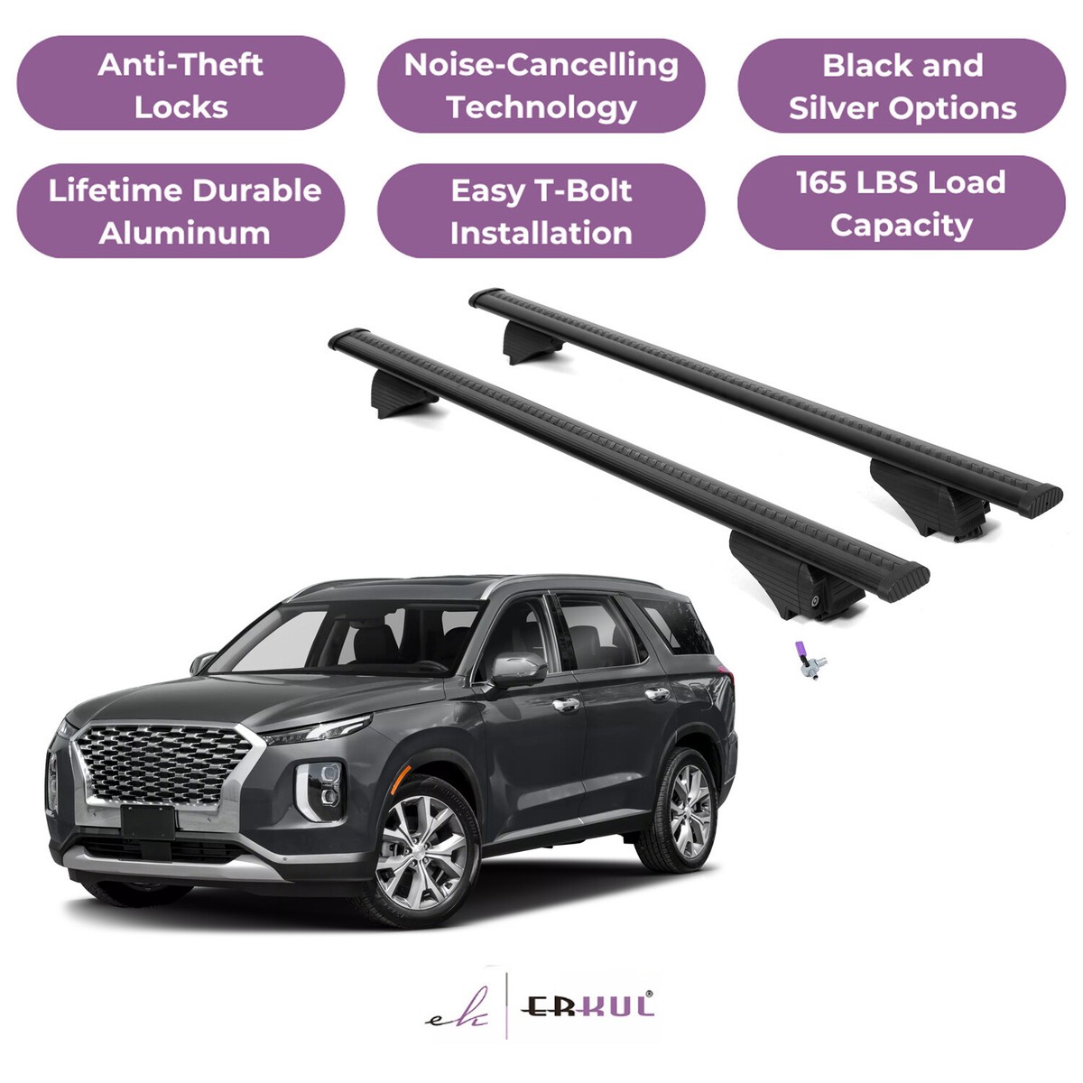 ERKUL Roof Rack Cross Bars for Hyundai Palisade 2020-2025 Flush - Main Image