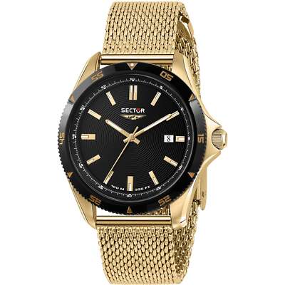 Herrenuhr SECTOR 650 R3253231003 Stahlarmband Mesh Gold vergoldet schwarz