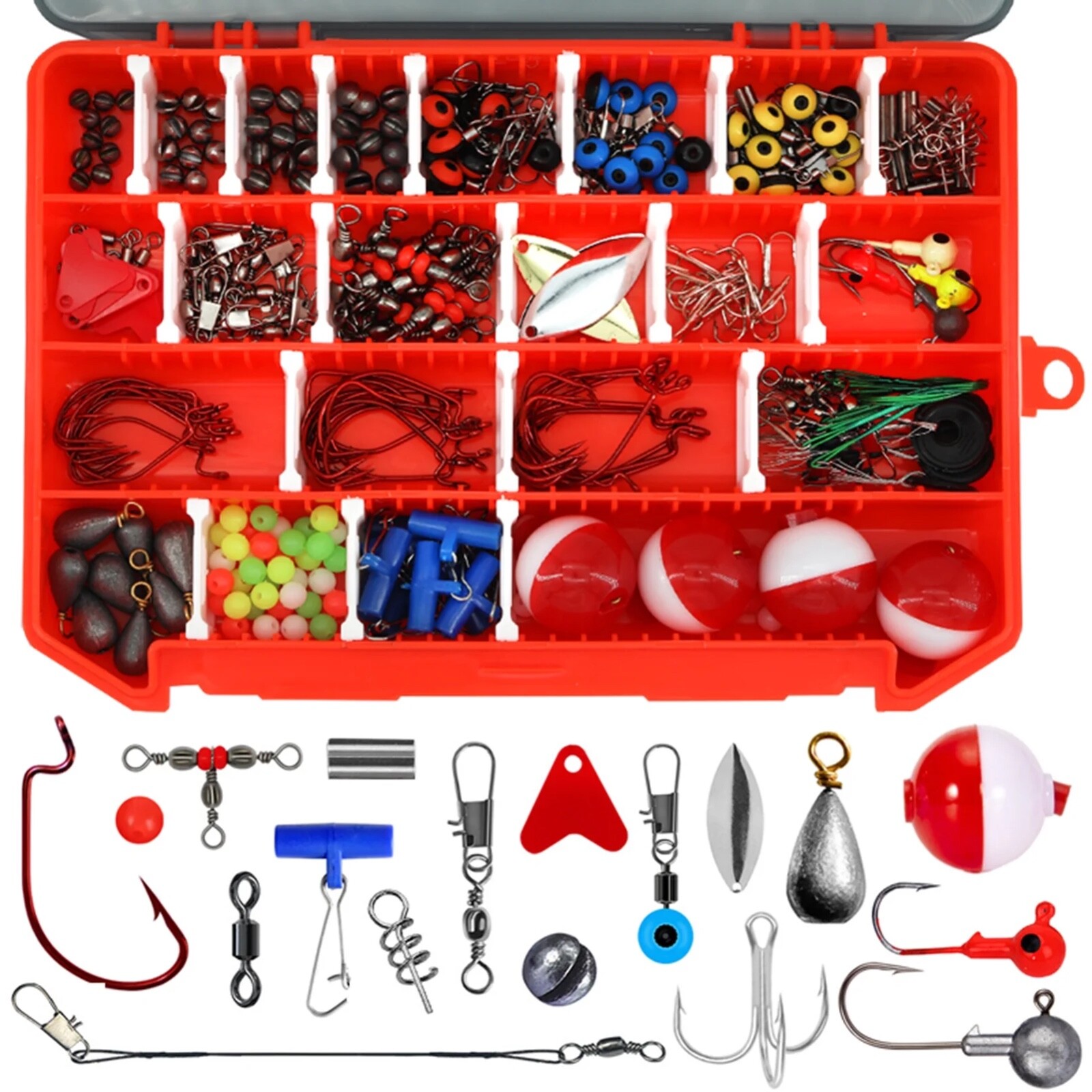 263pcs Fishing Accessories Kit Fishing Tackle Kit Swivels Hooks Split Shots - Image 1