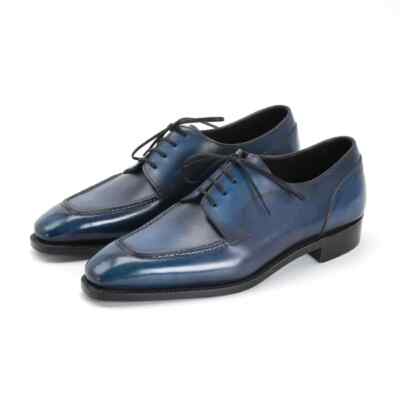 Handmade Men Blue Leather Lace Up Business Shoes, Dress Shoes, Office Shoes