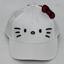 Hello Kitty 3D Face Cap Hat Snapback Embroidered Red White Women One Size