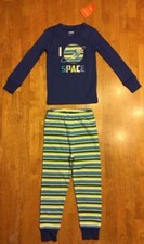 NWT Gymboree Boy's I Love Space Blue  Multi Color Striped Pajama Outfit - 3
