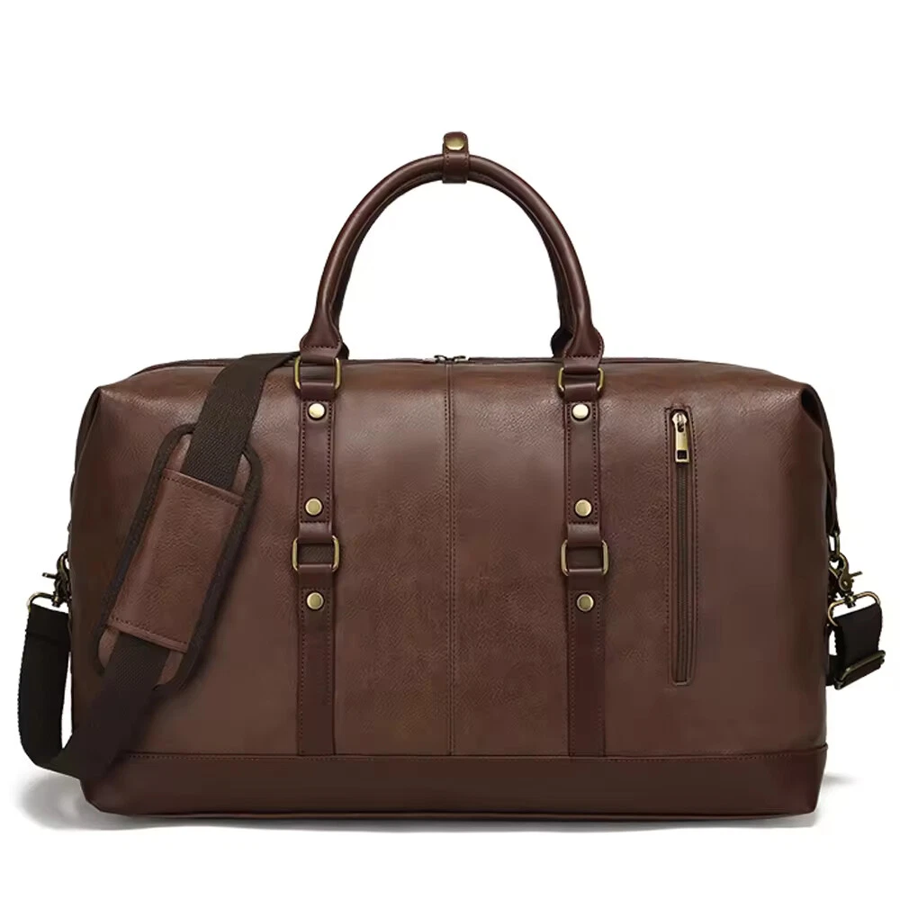 Kaufe Neue Herren Braun Vintage Echtleder Rindsleder 24 Reisegepäck Duffle Sporttasche zum Preis