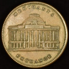 1837 HARD TIMES TOKEN ✪ MERCHANTS EXCHANGE ✪ TONTINE BUILDING NO 6 VF ◢TRUSTED◣
