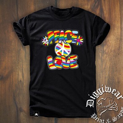 PEACE LOVE HIPPIE |  KOSTÜM FLOWER POWER 70s KARNEVAL SPASS FUN SHIRT S-5XL